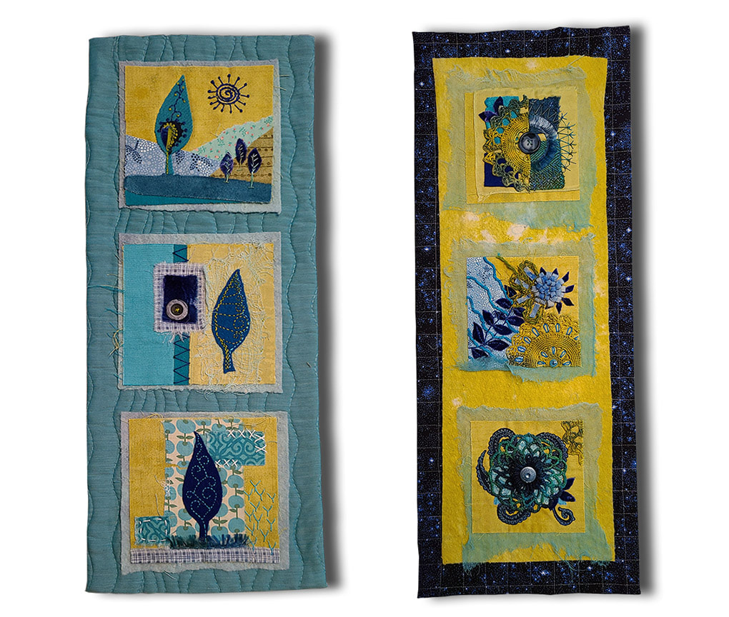 Brenda Brouder quilted wall hangings.